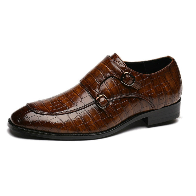 Crocodile Pattern Business Flat Bottom Leather Formal Shoes, 38, 39, 40, 41, 42, 43, 44, 45