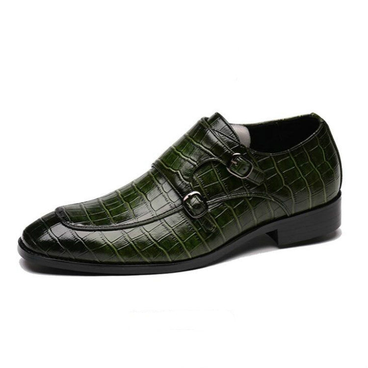 Crocodile Pattern Business Flat Bottom Leather Formal Shoes, 46, 47, 48