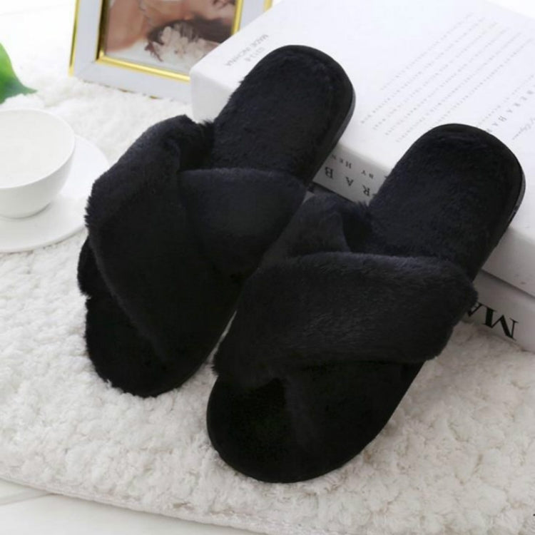 Cross Warm Plush Women Slippers, 36, 37, 38, 39, 40, 41