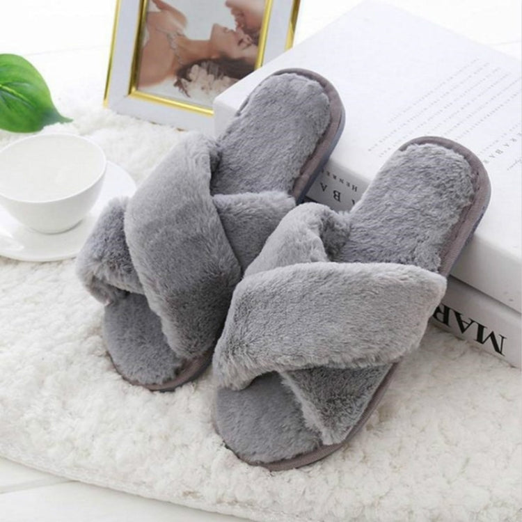 Cross Warm Plush Women Slippers, 36, 37, 38, 39, 40, 41