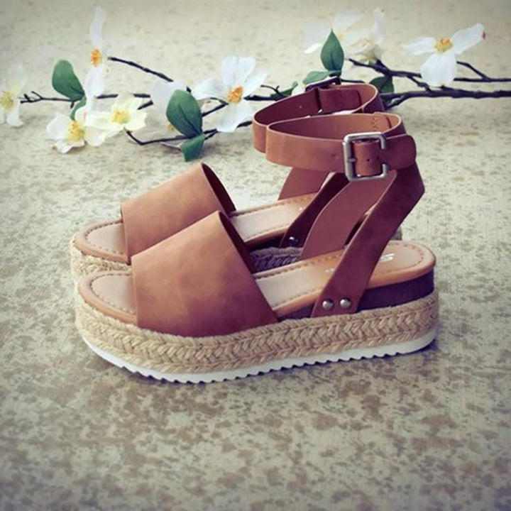 One-button Buckle Platform Women Sandals, 35, 36, 37, 38, 39