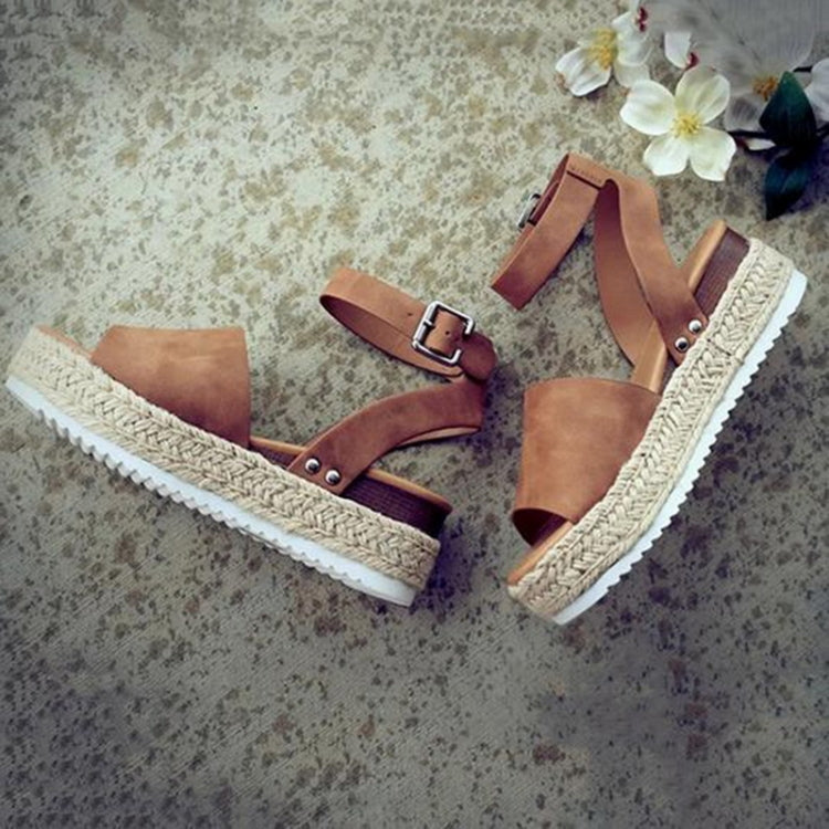 One-button Buckle Platform Women Sandals, 35, 36, 37, 38, 39