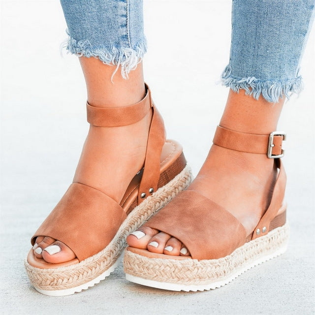 One-button Buckle Platform Women Sandals, 35, 36, 37, 38, 39