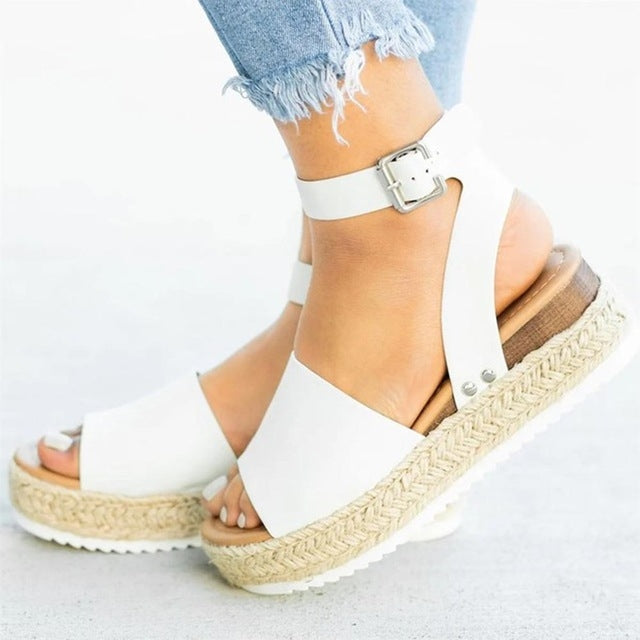 One-button Buckle Platform Women Sandals, 35, 36, 37, 38, 39