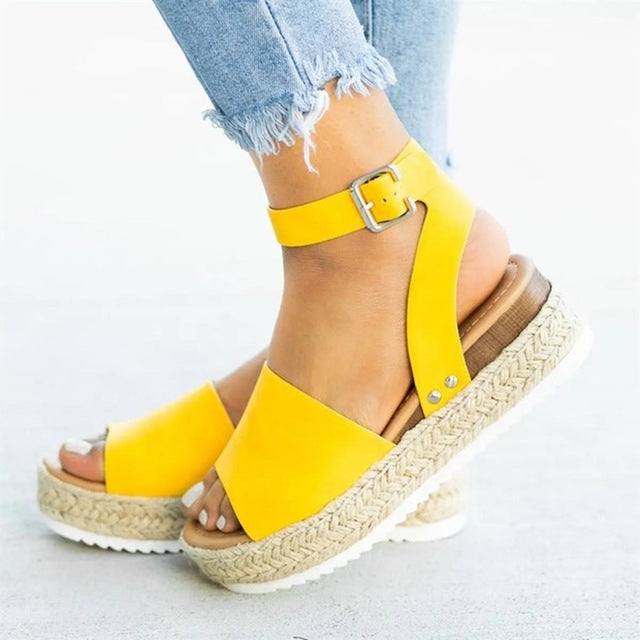 One-button Buckle Platform Women Sandals, 35, 36, 37, 38, 39