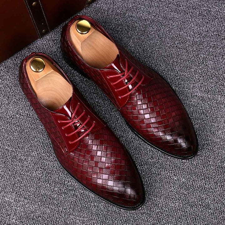 Men Business Dress Shoes Crocodile Leather Shoes Pointed Strips Brock Casual Shoes, 38, 39, 40, 41, 42, 43, 44, 45