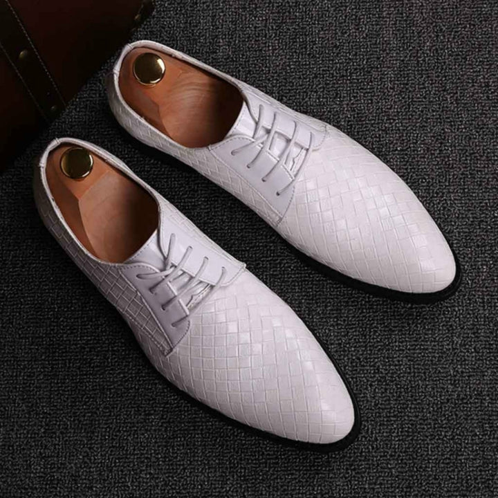 Men Business Dress Shoes Crocodile Leather Shoes Pointed Strips Brock Casual Shoes, 38, 39, 40, 41, 42, 43, 44, 45