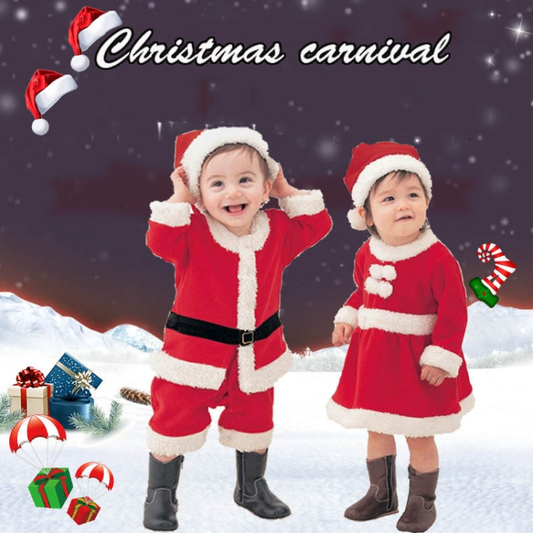 Santa Claus Costume + Hat Set, Girl 80cm, Boy 80cm, Girl 90cm, Boy 90cm, Girl 100cm, Boy 100cm, Girl 110cm, Boy 110cm, Girl 120cm, Boy 120cm, Girl 130cm, Boy 130cm, Girl 140cm, Boy 140cm, Girl 150cm, Boy 150cm