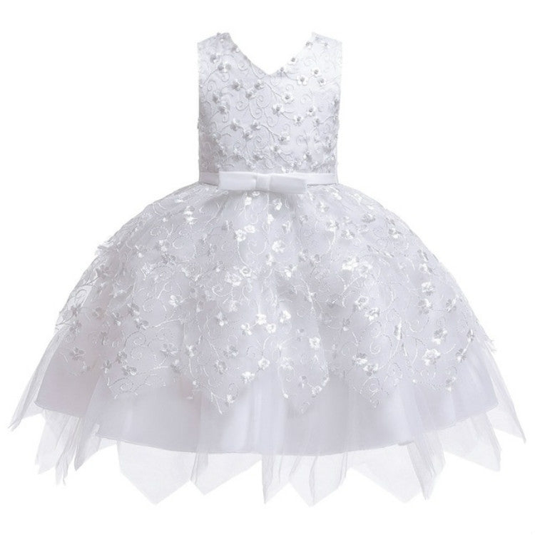 Girls Irregular Embroidered Beaded Bow-knot Tutu Sleeveless Dress Show Dress, 80cm, 90cm, 100cm, 110cm, 120cm