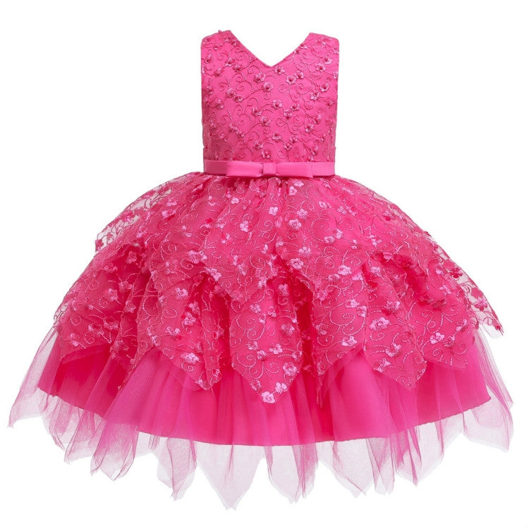 Girls Irregular Embroidered Beaded Bow-knot Tutu Sleeveless Dress Show Dress, 80cm, 90cm, 100cm, 110cm, 120cm