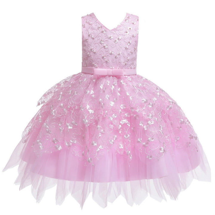 Girls Irregular Embroidered Beaded Bow-knot Tutu Sleeveless Dress Show Dress, 80cm, 90cm, 100cm, 110cm, 120cm