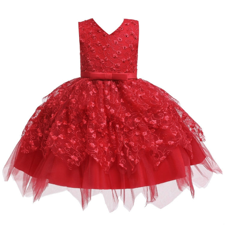 Girls Irregular Embroidered Beaded Bow-knot Tutu Sleeveless Dress Show Dress, 80cm, 90cm, 100cm, 110cm, 120cm