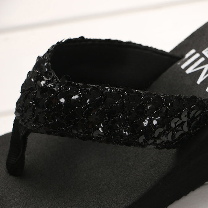 Sequin Slippers Wedge ith Flip Flops, 36, 37, 38, 39