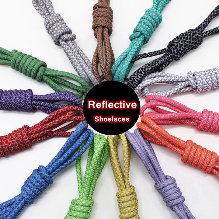 Reflective Shoe laces Round Sneakers ShoeLaces Kids Adult Outdoor Sports Shoelaces, 100cm