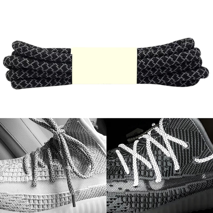 Reflective Shoe laces Round Sneakers ShoeLaces Kids Adult Outdoor Sports Shoelaces, 100cm