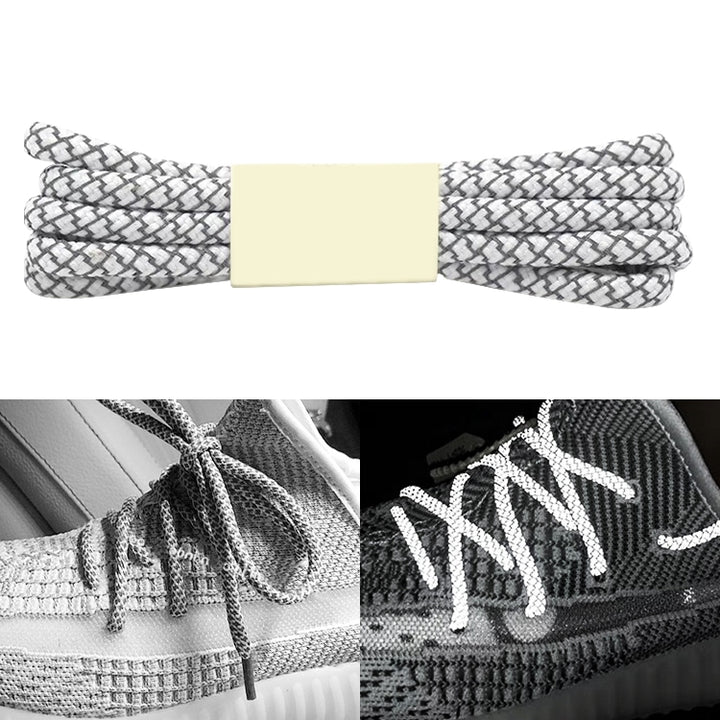 Reflective Shoe laces Round Sneakers ShoeLaces Kids Adult Outdoor Sports Shoelaces, 120cm