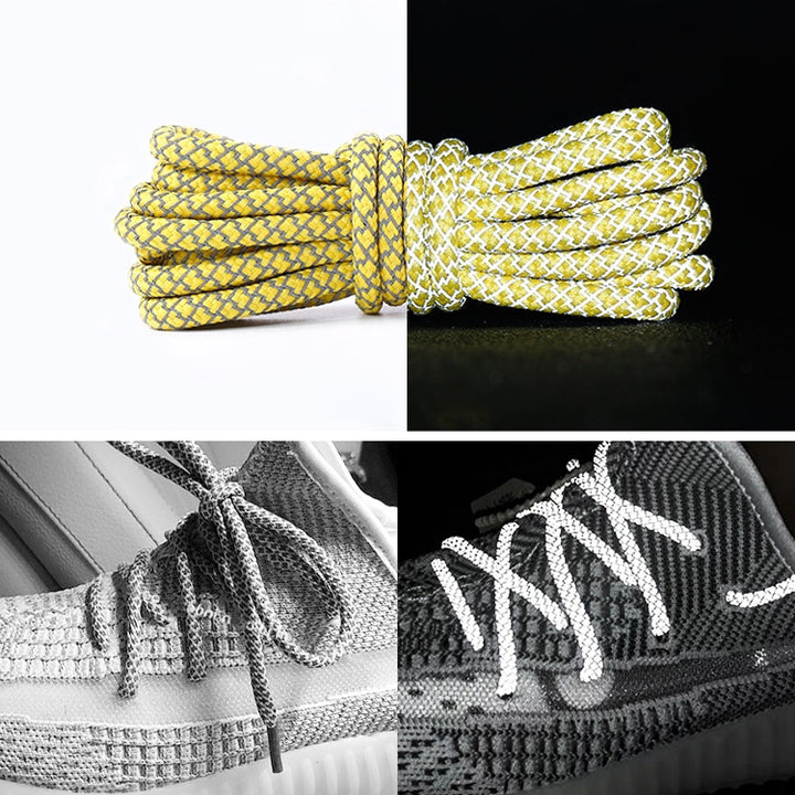 Reflective Shoe laces Round Sneakers ShoeLaces Kids Adult Outdoor Sports Shoelaces, 140cm