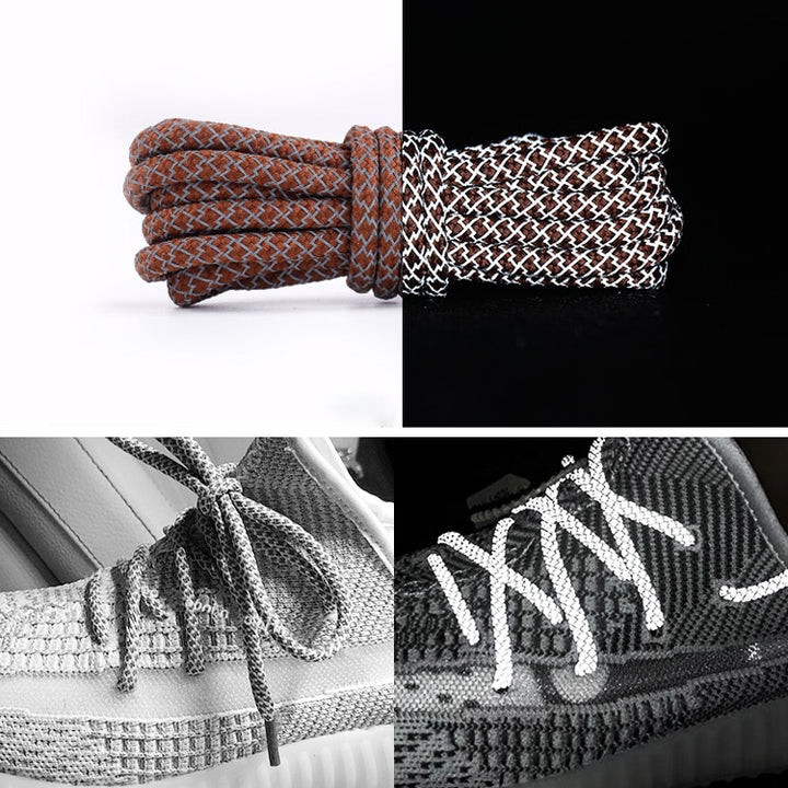 Reflective Shoe laces Round Sneakers ShoeLaces Kids Adult Outdoor Sports Shoelaces, 140cm