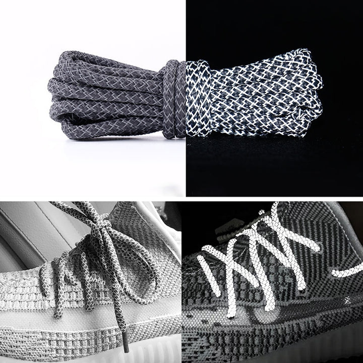 Reflective Shoe laces Round Sneakers ShoeLaces Kids Adult Outdoor Sports Shoelaces, 140cm