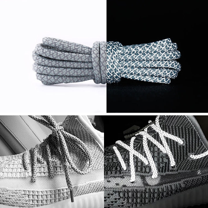 Reflective Shoe laces Round Sneakers ShoeLaces Kids Adult Outdoor Sports Shoelaces, 140cm