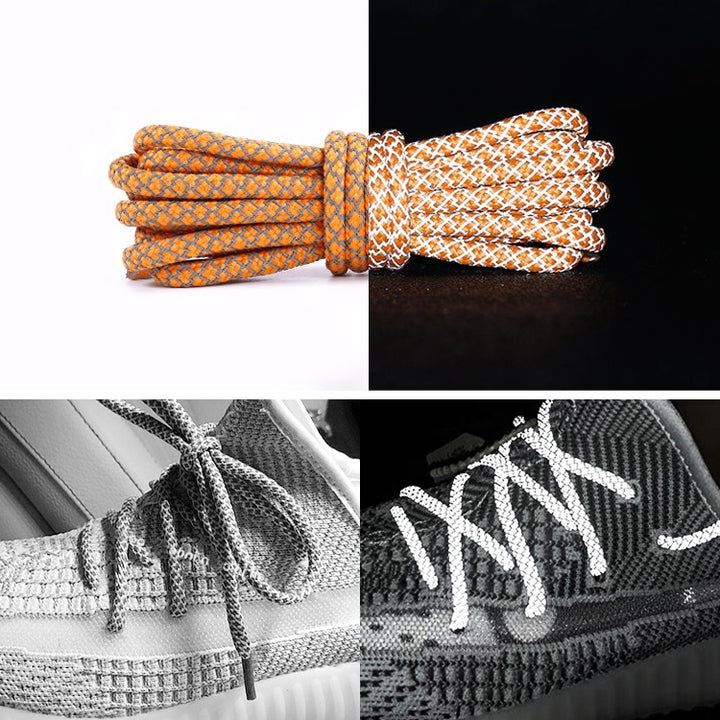 Reflective Shoe laces Round Sneakers ShoeLaces Kids Adult Outdoor Sports Shoelaces, 140cm