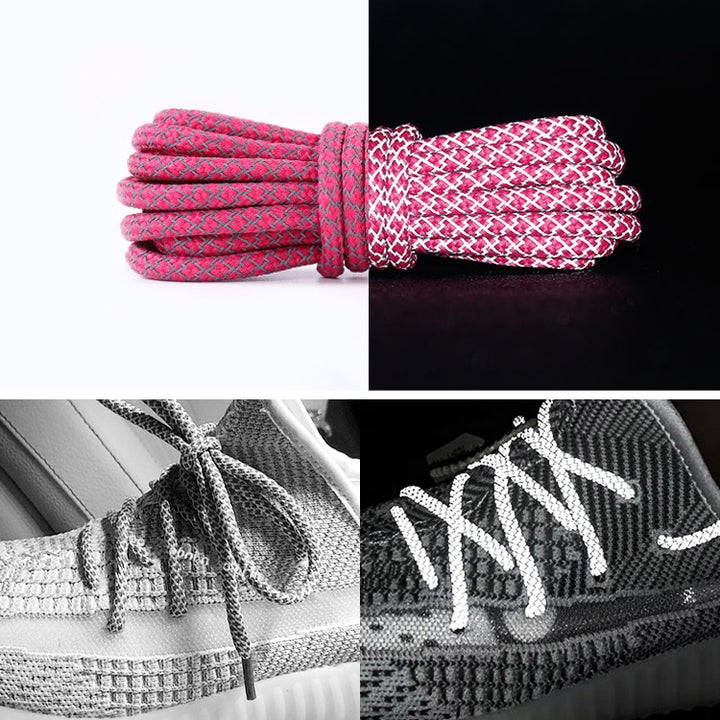 Reflective Shoe laces Round Sneakers ShoeLaces Kids Adult Outdoor Sports Shoelaces, 140cm