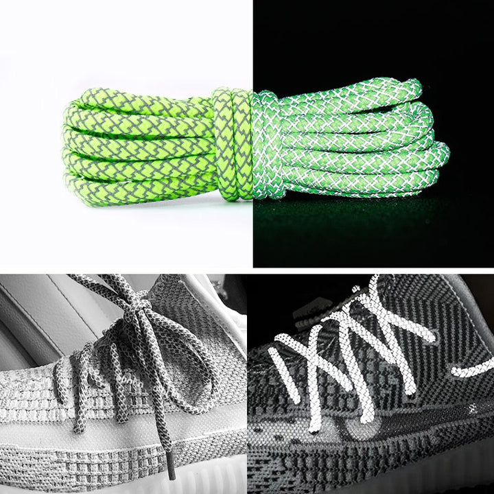 Reflective Shoe laces Round Sneakers ShoeLaces Kids Adult Outdoor Sports Shoelaces, 140cm