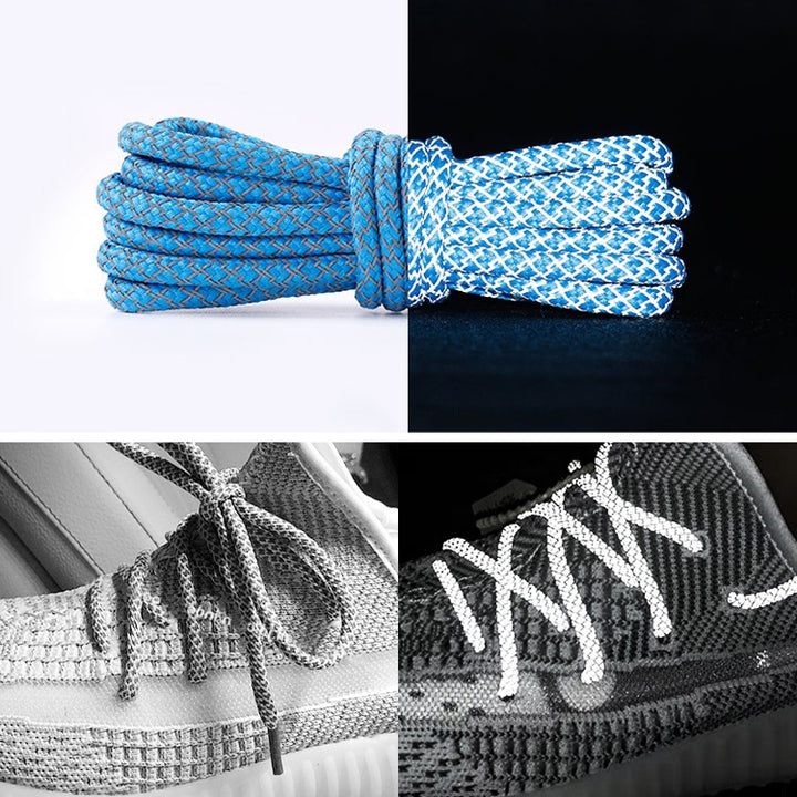 Reflective Shoe laces Round Sneakers ShoeLaces Kids Adult Outdoor Sports Shoelaces, 140cm