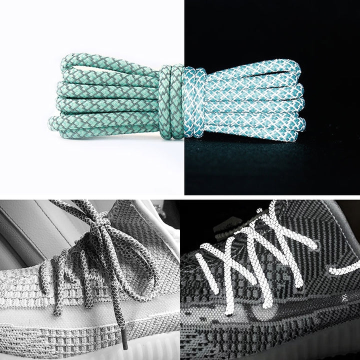 Reflective Shoe laces Round Sneakers ShoeLaces Kids Adult Outdoor Sports Shoelaces, 140cm