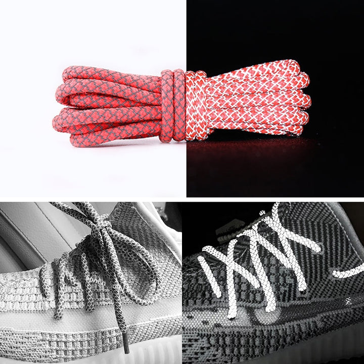 Reflective Shoe laces Round Sneakers ShoeLaces Kids Adult Outdoor Sports Shoelaces, 140cm