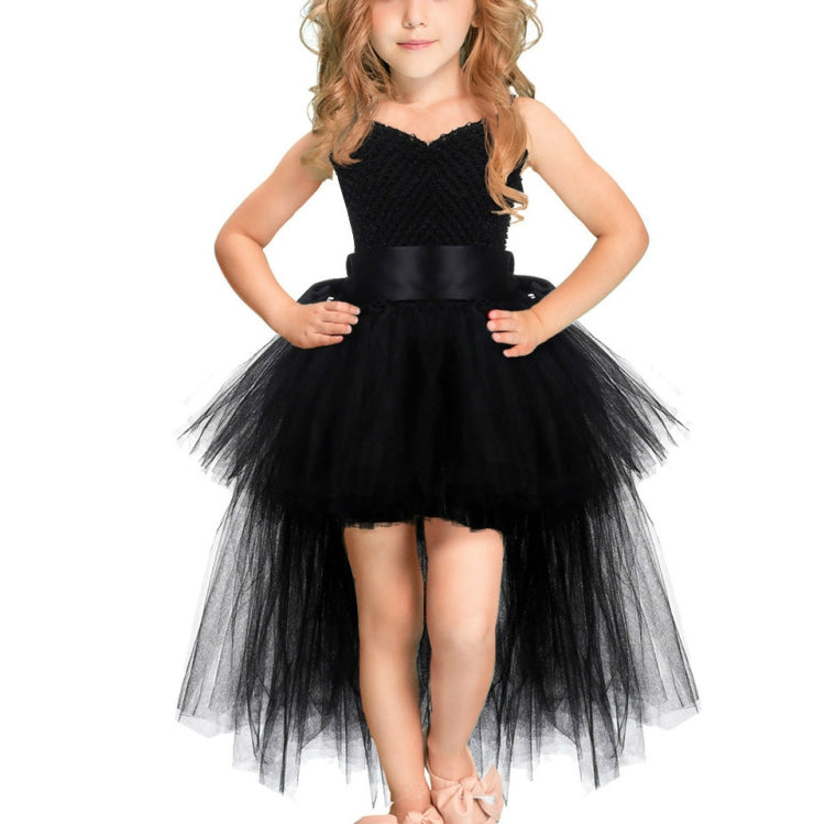 Girls Lace Sling Dress Mesh Tutu Party Dress, Black 2 age (80-90cm), Black 34 age（90-110cm）, Black 5-6 age（110-120cm）, Black 7-9 age（120-140cm）, Light Blue 2 age (80-90cm), Light Blue 34 age（90-110cm）, Light Blue 5-6 age（110-120cm）