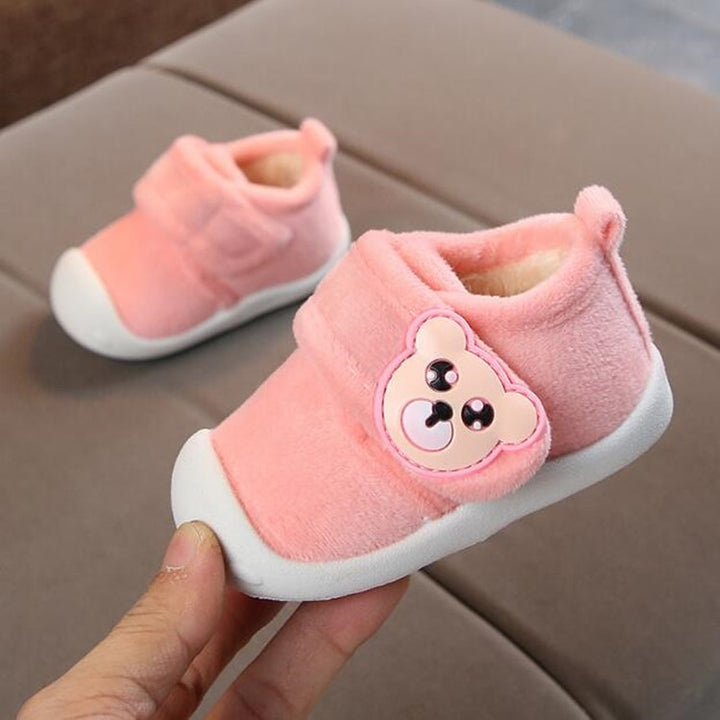 Baby Plus Velvet Thick Warm Coral Fleece Soft Bottom Non-slip Cotton Shoes, 16, 17, 18, 19, 20, 21