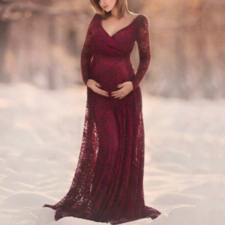 V Neck Dress Lace Long Dress for Mother Pregnancy Dress, M, L, XL, XXL, XXXL