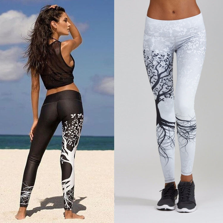 Tree Print High Waist Push Up Leggings Sport Women Elastic Breathable Yoga Pants, S, M, L, XL