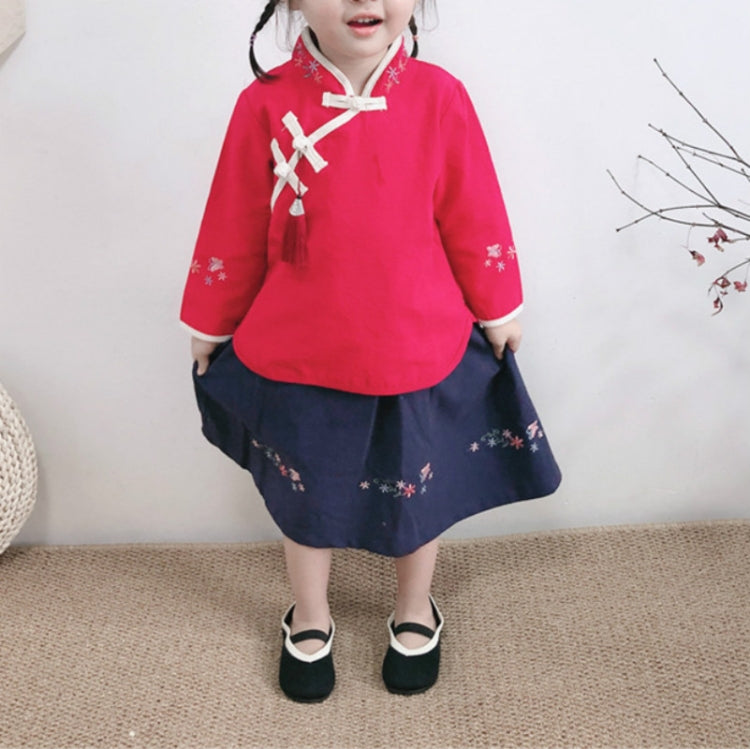 Girls Chinese Style Embroidery Top + Skirt Set Tunic Clothing, 90cm, 100cm, 110cm