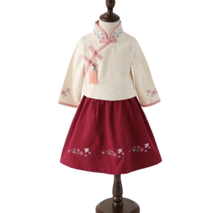 Girls Chinese Style Embroidery Top + Skirt Set Tunic Clothing, 90cm, 100cm, 110cm