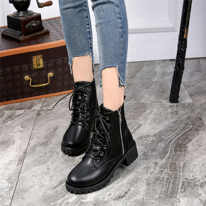 Round Head Low-profile Women Ankle Boots, 35, 36, 37, 38, 39, 40