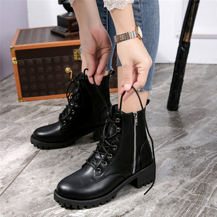 Round Head Low-profile Women Ankle Boots, 35, 36, 37, 38, 39, 40