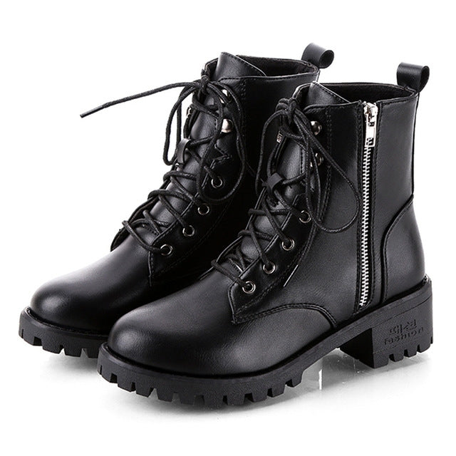 Round Head Low-profile Women Ankle Boots, 35, 36, 37, 38, 39, 40