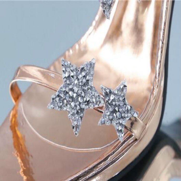 Sexy Peep Toe Five Pointed Star High Heels Sandals Wedding Shoes, 34, 35, 36, 37, 38, 39, 40