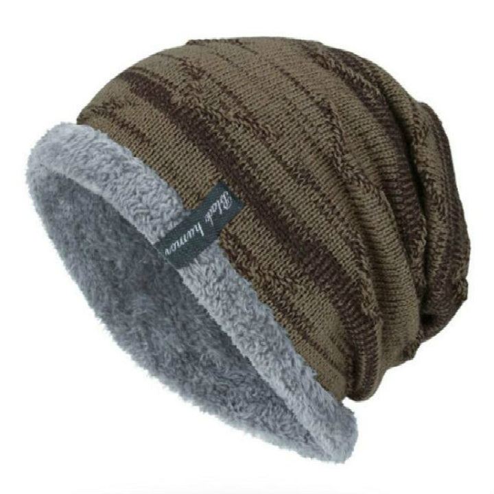 Winter Male Plus Velvet Warm Wool Hat Outdoor Sports Ski Knit Hat, One Size