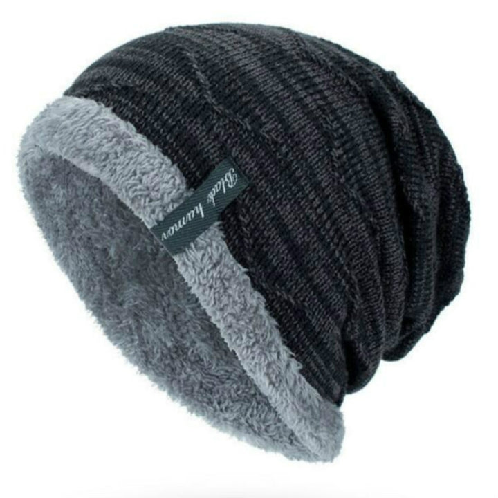 Winter Male Plus Velvet Warm Wool Hat Outdoor Sports Ski Knit Hat, One Size