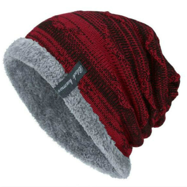 Winter Male Plus Velvet Warm Wool Hat Outdoor Sports Ski Knit Hat, One Size