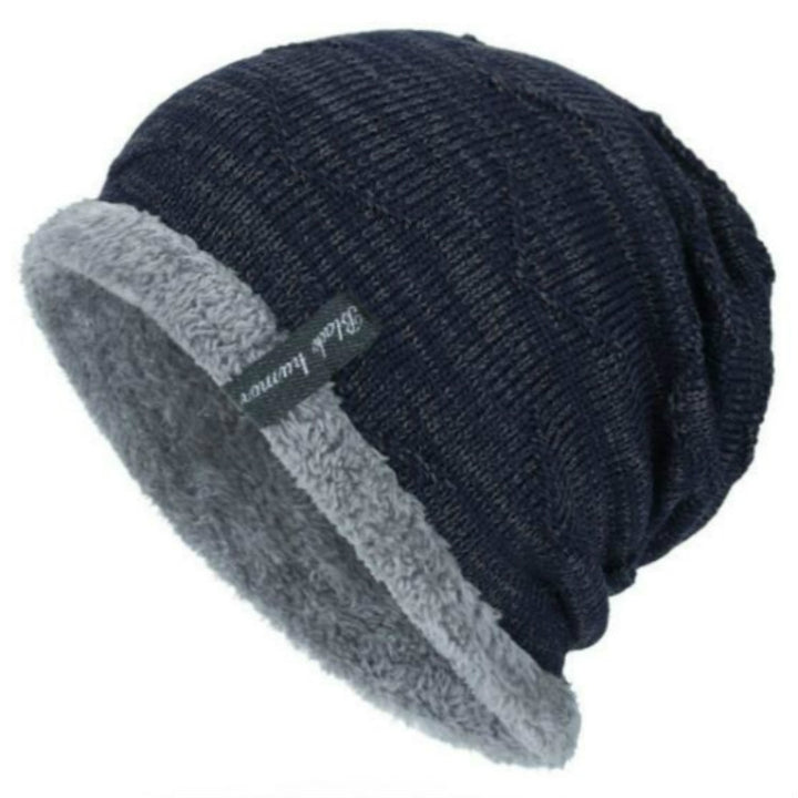 Winter Male Plus Velvet Warm Wool Hat Outdoor Sports Ski Knit Hat, One Size