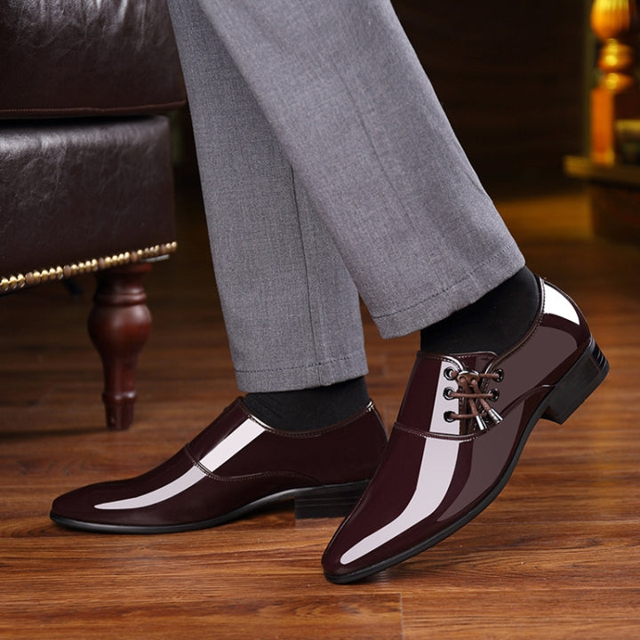 Pointed Business Dress Men Glossy Casual Leather Shoes, 38, 39, 40, 41, 42, 43, 44, 45, 46, 47, 48