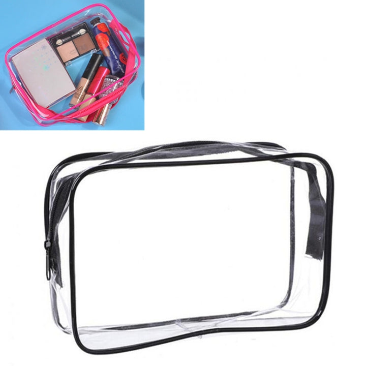 Portable Travel Zip Look PVC Bags Waterproof Transparent Makeup Storage Bag, S, M, L, 3Pcs Set