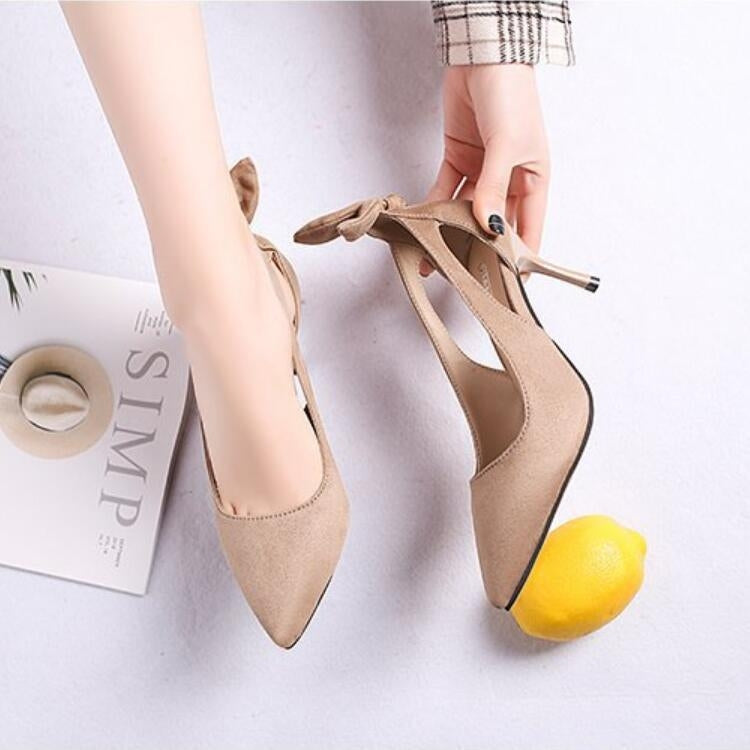 Women Shoes Bow Pointed Toe Stiletto Heels, 34, 35, 36, 37, 38, 39, 40, 41, 42, 43