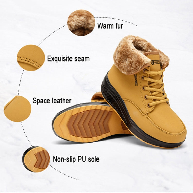 Women Booties Snow Lace Boots Autumn And Winter Female Wedge Shoes, 35, 36, 37, 38, 39, 40