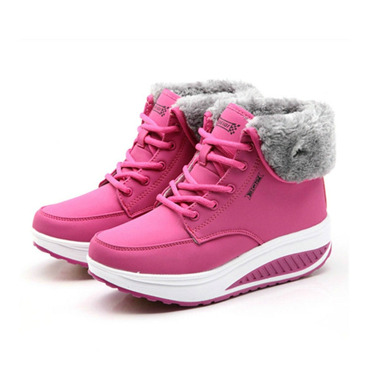 Women Booties Snow Lace Boots Autumn And Winter Female Wedge Shoes, 35, 36, 37, 38, 39, 40