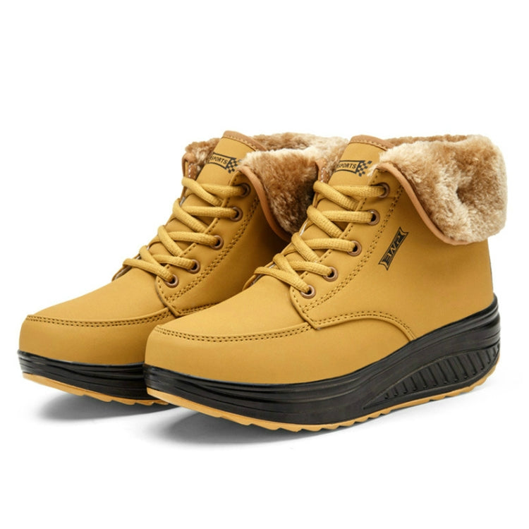 Women Booties Snow Lace Boots Autumn And Winter Female Wedge Shoes, 35, 36, 37, 38, 39, 40